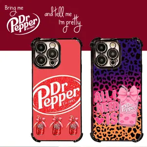 Dr Pepper Aesthetic Fun Accessory Pattern Tough Electroplated TPU Casing For iphone 16 15 14 13 12 11 X XS PRO PLUS MAX Four Corners Anti-Fall Transparent Soft Silicone Gift Shockproof Protection Anti-Drop Protective Protector Phone Cases Shell Cover