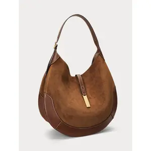 Women's Underarm Bag Suede Equestrian Design Dumpling Bag Tote Bag Handheld Crescent Bag