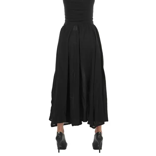 Women's Black Pirate Parachute Skirt, Cotton Straight Bottom Clothes with Drawstring