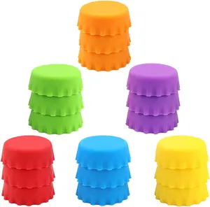 18 Silicone Reusable Caps for Home Brew & Soft Drink Bottles in 6 Vibrant Colors Secure Fit Leak-Proof & Dishwasher-Safe
