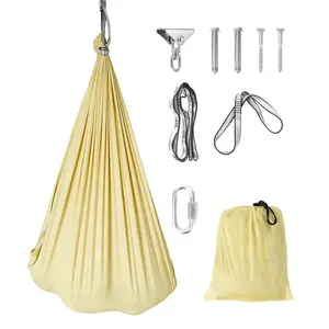 Light Yellow Dual-Layer Sensory Hammock Swing for Kids & Adults – Deep Pressure Therapy, 360° Swivel, Heavy Duty, Indoor/Outdoor Use, Supports 300 lbs –1.5x1.4m