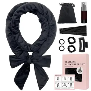 Heatless Hair Curler Set, 9 Counts Hair Curler with Hair Tie & Hair Claw, Hair Styling Tool for Women & Girls, Heatless Curling Rod