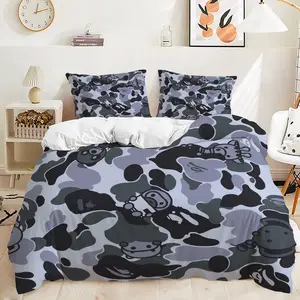 2/3Pcs Playful Camouflage Decorative Duvet Cover Set, Whimsical Cartoon Bedding Set, Soft and Cozy Fabric, Unique Military Pop Art Style, Perfect for Trendy Bedroom Decor, Includes 1 or 2 Pillowcase - No filling/Zipper Closure
