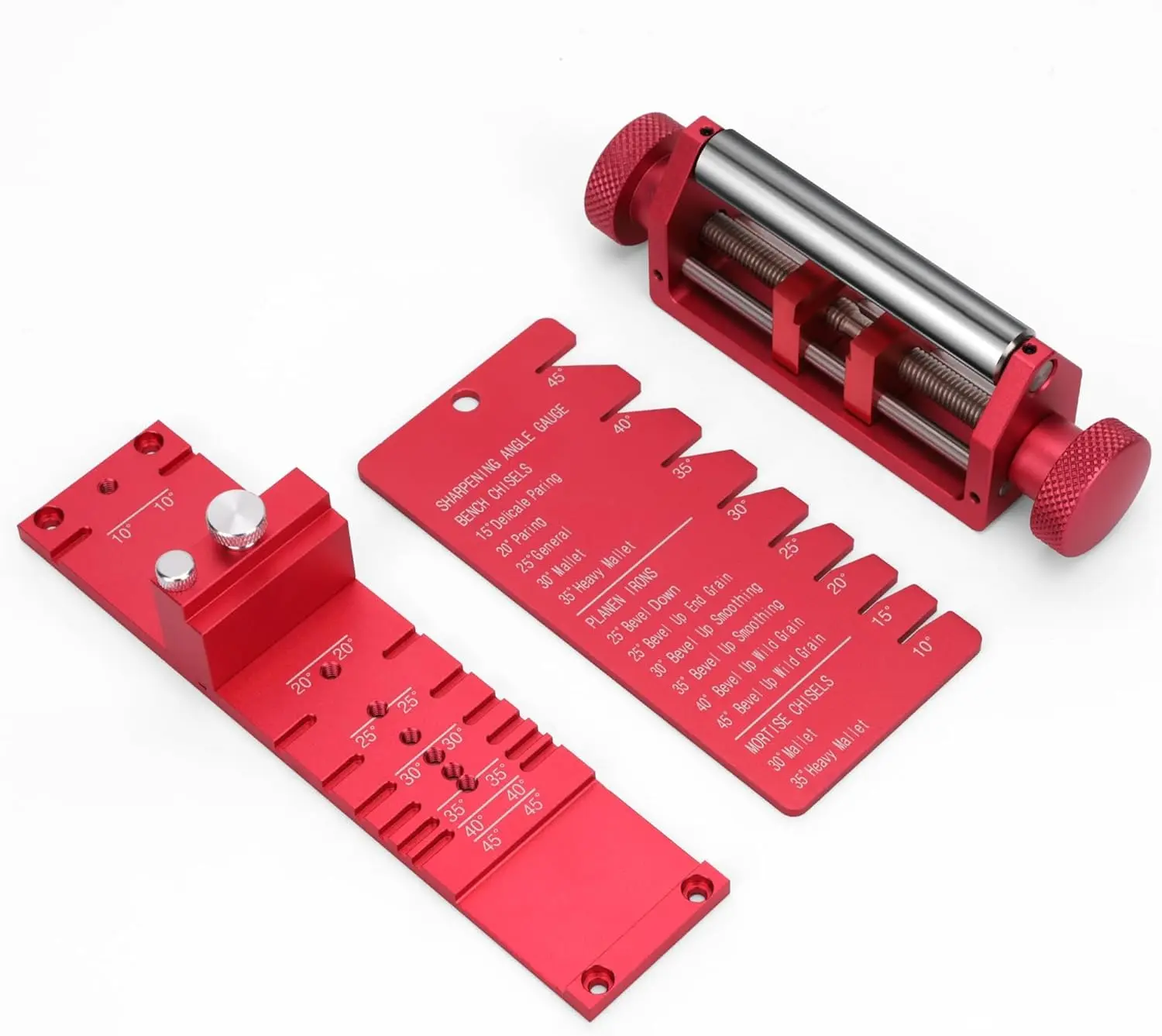 Metal Chisel Sharpening Kit – Honing Guide with Angle Fixture & Gauge for 0.1"-2.8" Chisels and Plane Blades