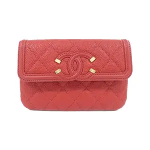 Pre-owned CHANEL Calfskin Small Leather Goods Grained Pouch