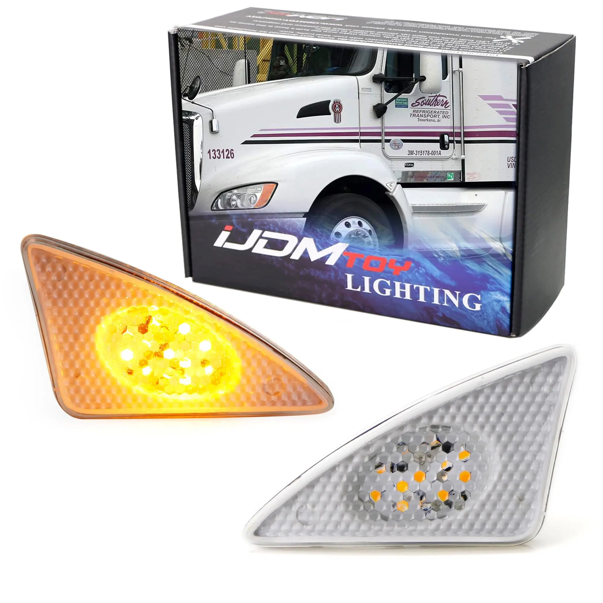 iJDMTOY Clear Lens Amber Full LED Front Side Marker Light Assemblies For 2008-2017 Kenworth T660 T170 T270 T370