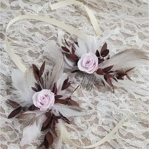 Preserved Rose Corsage, Hair Comb,  Boho Dried Flower Corsage, Light purple Rose, Wrist Corsage, Wedding Prom Wristlet