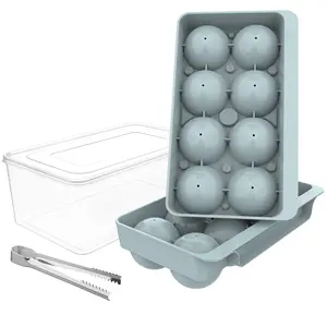 WIBIMEN Large Ice Ball Trays (2.5") | 8 Balls, 2-Pack with Storage Box & Ice Tongs | Perfect for Whiskey & Cocktails