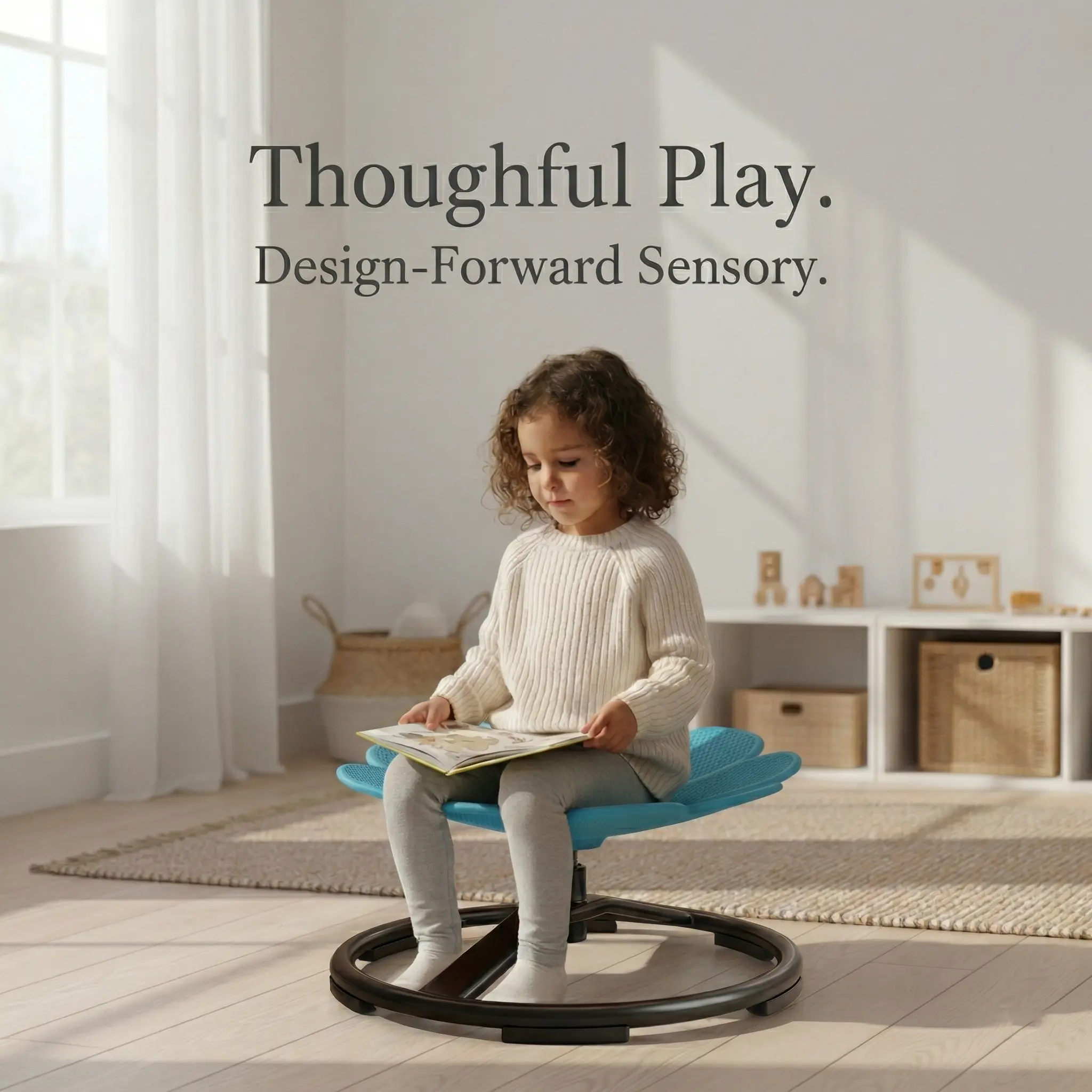 Pink Kids' Casual Compact Flower-Shaped Sensory Spinning Desk Chair - Durable Welded Metal Base, Non-Slip Plastic Supports, Rolling Design, Stable, Enhances Balance, Coordination, Focus, Sensory Toys for Children with ADHD, Holiday Children's Furniture, S
