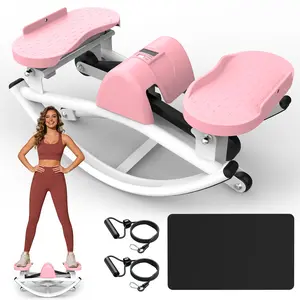 [Fahuac] Lateral Stepper Machine with Resistance Bands - Side-to-Side Mini Stepper for Home Gym, 330LBS Capacity, Low-Impact Knee Protection, LCD Monitor, 19x10x9in, Quiet Hydraulic Stepper for Apartment Office.