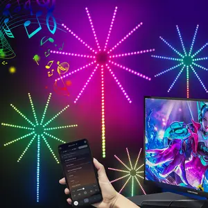 Smart LED Firework Strip Lights - RGBIC Technology, Magic Color Ambiance Lighting with Remote & App Control,USB Powered,Music Sync Sound Control For Christmas Indoor Party Eid Al-Adha Mubarak, Decorative Lighting