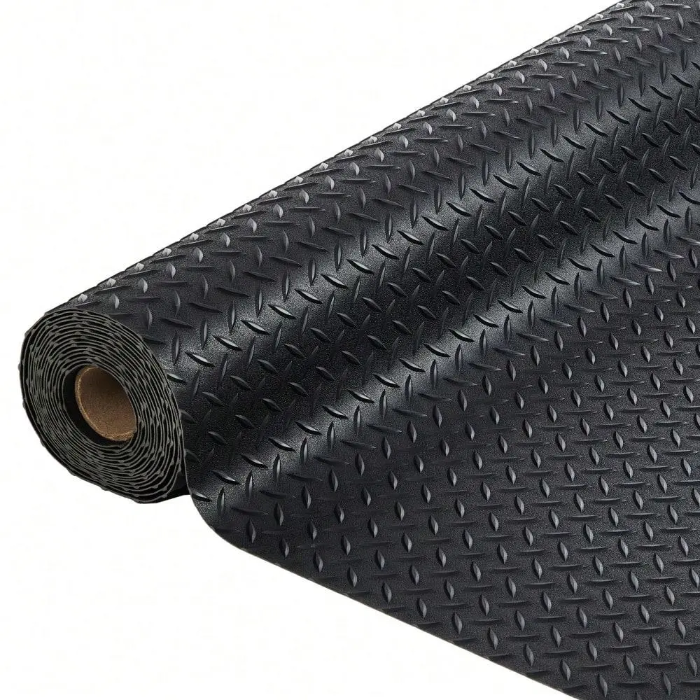 4*10FT Heavy-Duty Diamond Plate PVC Garage Floor Mat - 2.8mm Thick Non-Slip Roll - Versatile Floor Protector For Car, Trailer, SUV, Warehouse, Gym - Ideal For Car Parking And Workshop Use - Multiple Size Options