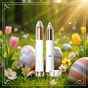 2 in 1 Flawless Eyebrow and Facial Hair Remover for Women Painless Electric Razor Epilator Trimmer Shaver with 18K Gold-Plated, USB Rechargeable, 360° LED for Eyebrow and Face Hair Removal