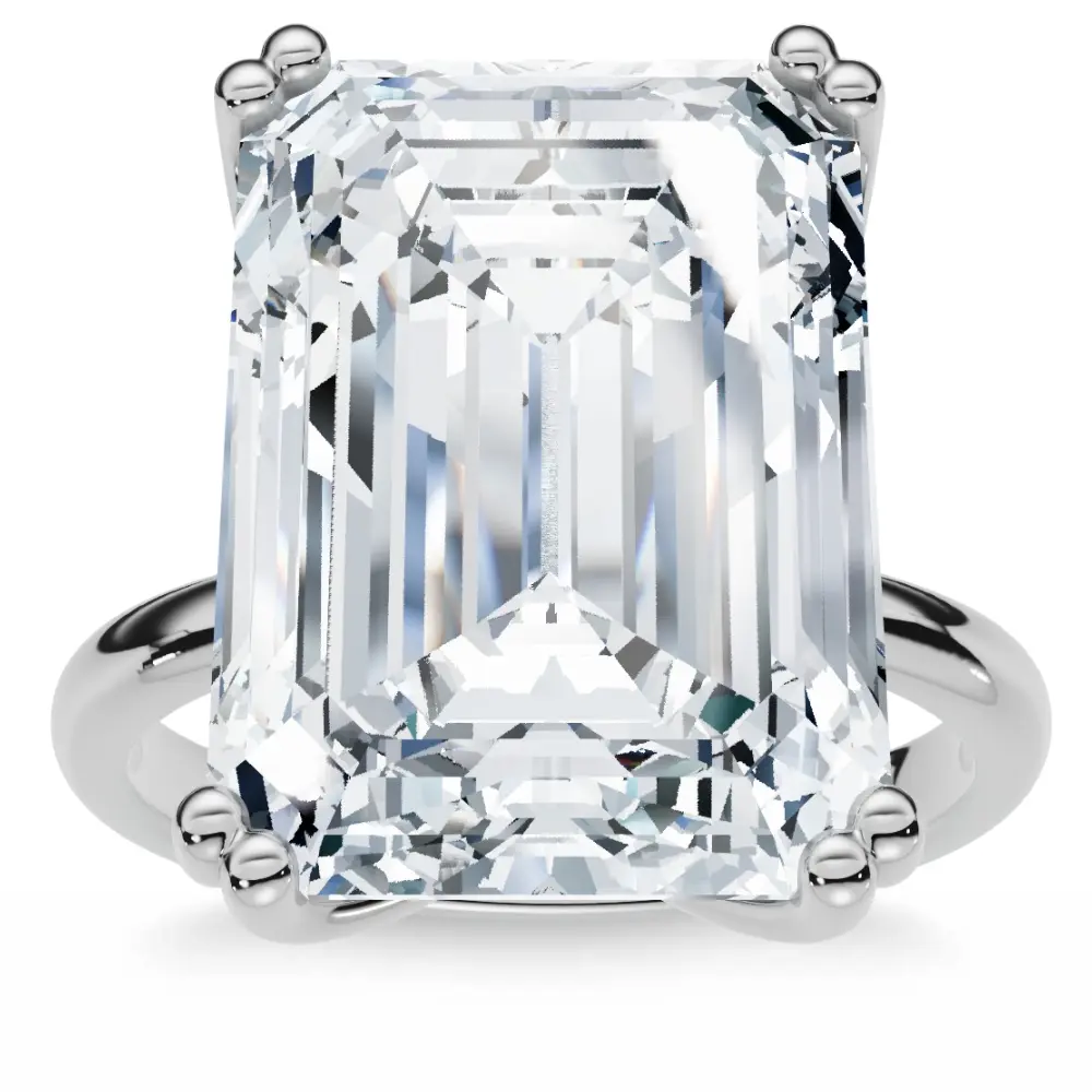 Certified 10Ct Emerald Cut Diamond Solitaire Engagement Ring 14k Gold Lab Grown