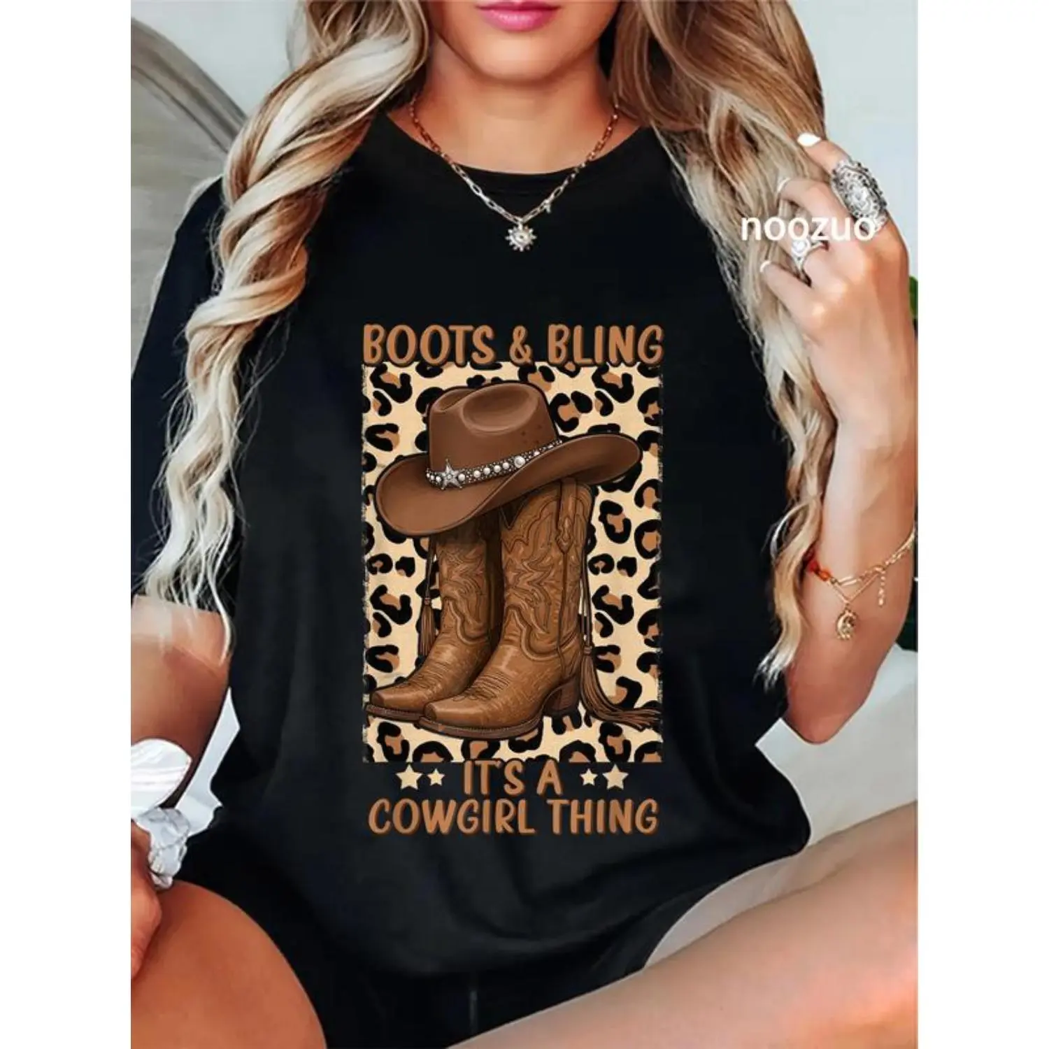 Unisex Simple Short-Sleeve Round Neck Western Tee - Comfy Breathable Fabric, Loose-Oversized Fit, Bling Rodeo Love Graphic, for Country Enthusiasts, Matches Leggings Denim Bottoms, Beach Everyday Casual Sports Top, Streetwear Clothing, Loose-Fitting, Hang