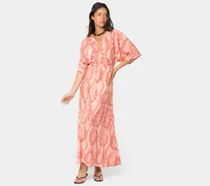 Peace Love World Petite Boheme Printed V-Neck Maxi Dress