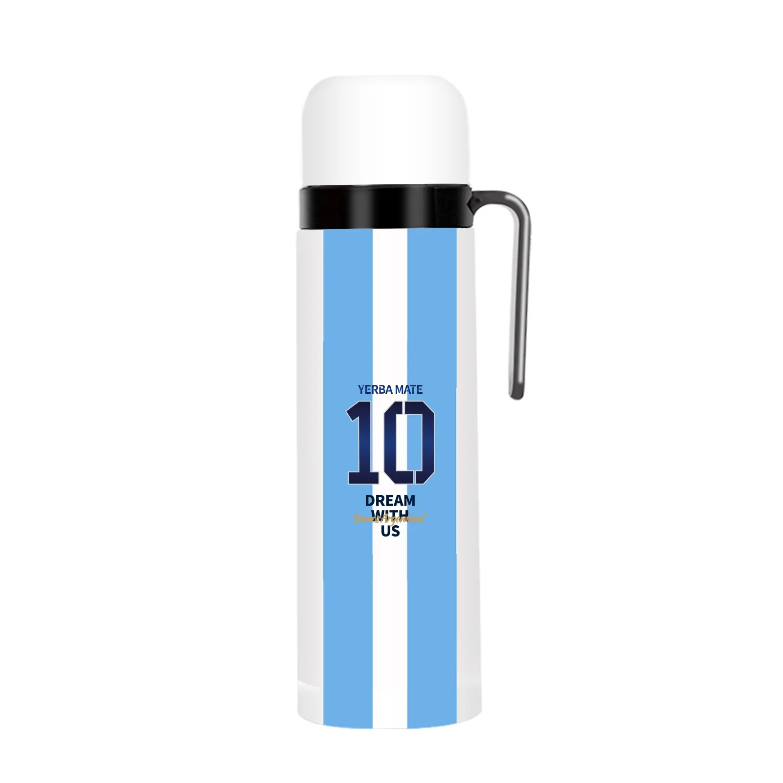 Double Wall Stainless Steel Vacuum Insulated Bottle for Yerba Mate, Coffee, Water, Tea, 32oz, BPA Free, Argentina Captain NO.10 Style Drinkware Flasks