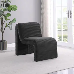 DRAYTON UPHOLSTERED CURVED ARMLESS ACCENT CHAIR BLACK - Closeout Deal