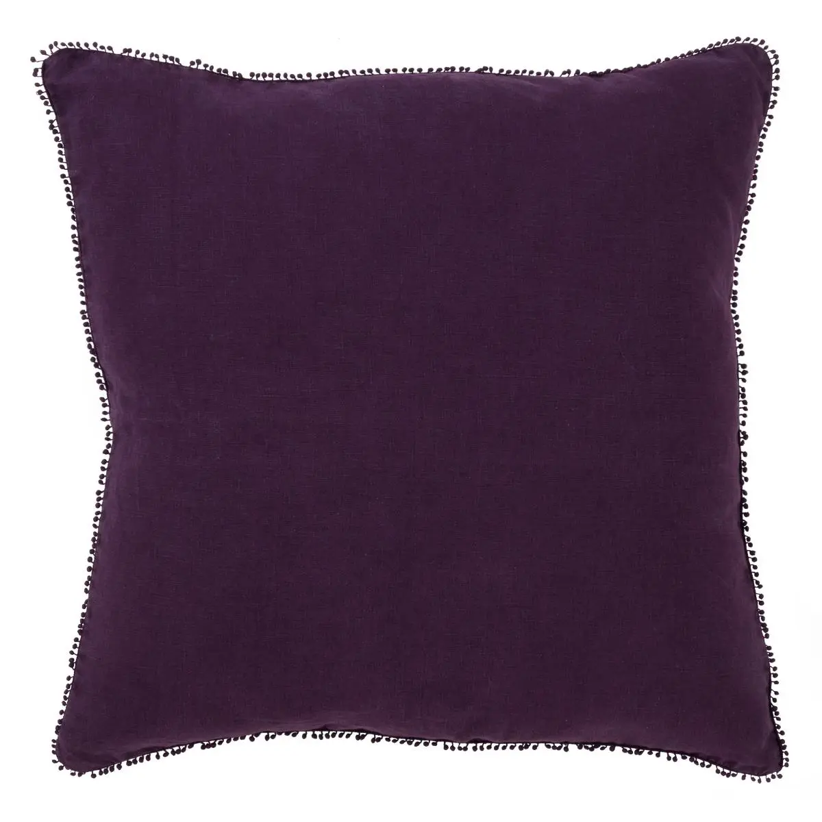 SARO 15063.PU20S 20 in. Graciella Square Pompom Design Down Filled Pillow - Purple