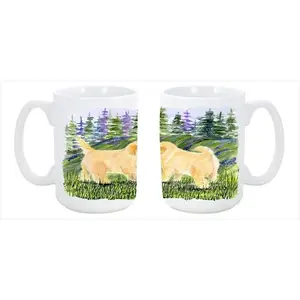 212 MAIN Golden Retriever Ceramic Coffee Mug - 15oz Large Reusable Cup, Dishwasher Safe, Microwavable Kitchen Drinkware for Coffee, Tea, Reuse
