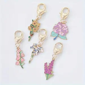5/20pcs Cute Flower Keychains Zinc Alloy - Charming Blossom Key Rings with Cartoon Charms, Sakura & Peony Pendant, Sunflower Key Holder, Creative Couple Gift, Keychain For Bags, Lovely Bag & Zipper Pull Accessory Keychain Set
