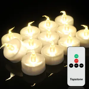 Topstone LED Flameless candles with remote and timer ,battery operated tealight candle,flickering electric candle , Christmas 2024 ornament ,Party Decoration,12 pack