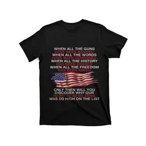 When All The Guns Have Been Banned Patriotic American Flag T-Shirt - Bold Firearms Rights Statement Tee, Black with Red/White Text - Father's Day Gift for Dad, Gun Rights Supporters - Men's & Women's Regular Fit Cotton Shirt, Political Clothing,, Shortsle