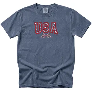 Embroidered USA Tshirt, Coquette Tshirt, Cute Bow Tshirt
