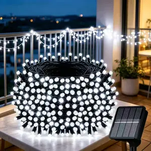 Waterproof Outdoor Solar String Lights 39Ft | 100 LED 8 Adjustable Modes, Decor for Fence, Yard, Balcony, Holiday Party & Christmas