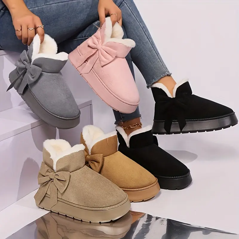 Autumn Aesthetic Warm Plush Lined Boots, Casual Versatile Mid-Calf Boots, Round Toe Comfortable College Style Warm Plush Shoes School Winter Boots