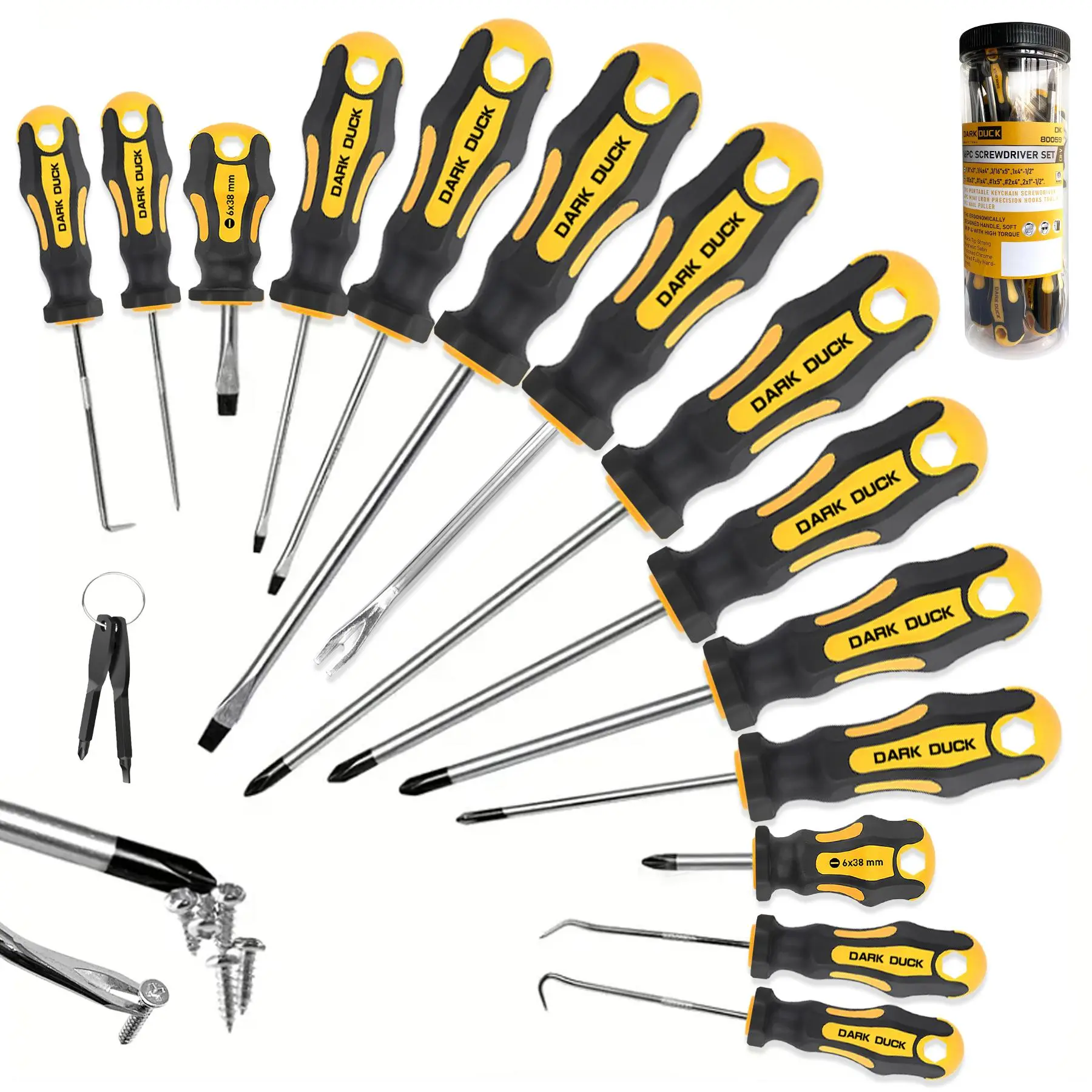 Magnetic, Multifunctional Screwdriver, Chrome Vanadium Steel Screwdriver Set, Multipurpose Diy Screwdriver, Flat & Phillips Heads & Pick & Hook Tools for Mechanics, Construction, Carpentry, Hardware, Screwdriver Bits, Magnetic Precision Screwdriver