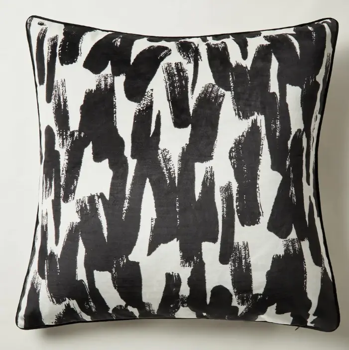 Z Gallerie Adelaide Velvet Fabric Soft Padded Cushion Pillow - 26"x26" Square, 95% Feather Insert, Hidden Zipper Closure, Spot Clean, Abstract Print Home Interior Bedroom Decor Accessory