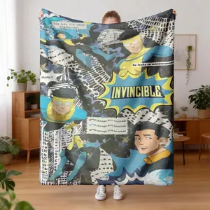 Invincible Mark Flannel Blanket, Comfortable and Warm, Durable for Sofa, Office, Bed, Camping, Travel, Ideal Holiday Gift
