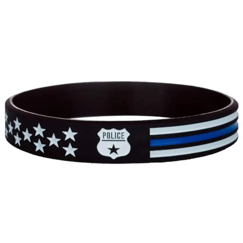 Star & Police Pattern Bangle for Men & Women, Fashionable Silicone Wristband, Streetwear Matching Jewelry for Party, Daily Clothing Decor, Wrist Accessories