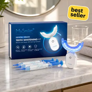 MySmile 10-Min Whiter Smile | Pro LED Teeth Whitening Kit, 28x Bulbs, 3 Gel Syringes, Sensitive Teeth Safe