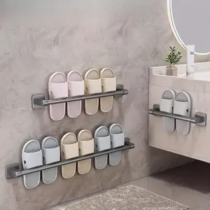 1 Pack Bathroom Shoe Rack Toilet Shelf No Drill Back Door Shoe Storage Solution Wall Mounted Drainage Shelf Bathroom Organizing Accessories