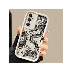 Luxury Dragon Totem Soft Case For Samsung Galaxy A73 5G, A72, A71, A55, A54, A53, A52, A52S, A51, A35, A34, A33, A32, A25, A24, A23, A22, A15, A14, A13, A12 With A Mixed Color Back