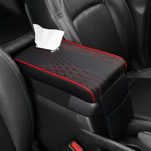 3 in 1 Multi-functional Car Armrest Box Pad with Tissue Holder & Pocket, Waterproof Elbow Rest Box Cover, Universal Fit for BMW Chevrolet Ford Honda Jeep Nissan Toyota Mercedes-Benz Hyundai Volkswagen