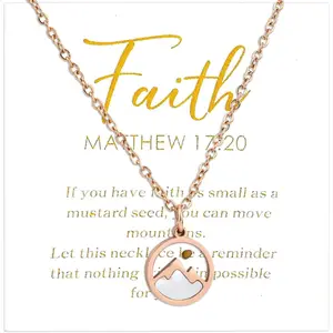Faith Necklace for Women, Gold Mountain and Mustard Seed Pendant Necklace Religious Christian Jewelry Gift for Mom Friends Grandma