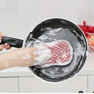 3pcs Double-Sided Dishwashing Cloth, Hanging Decontamination Cloth, Pot Cleaning, Sink Cleaning, Kitchen Cleaning Helper, Random Color