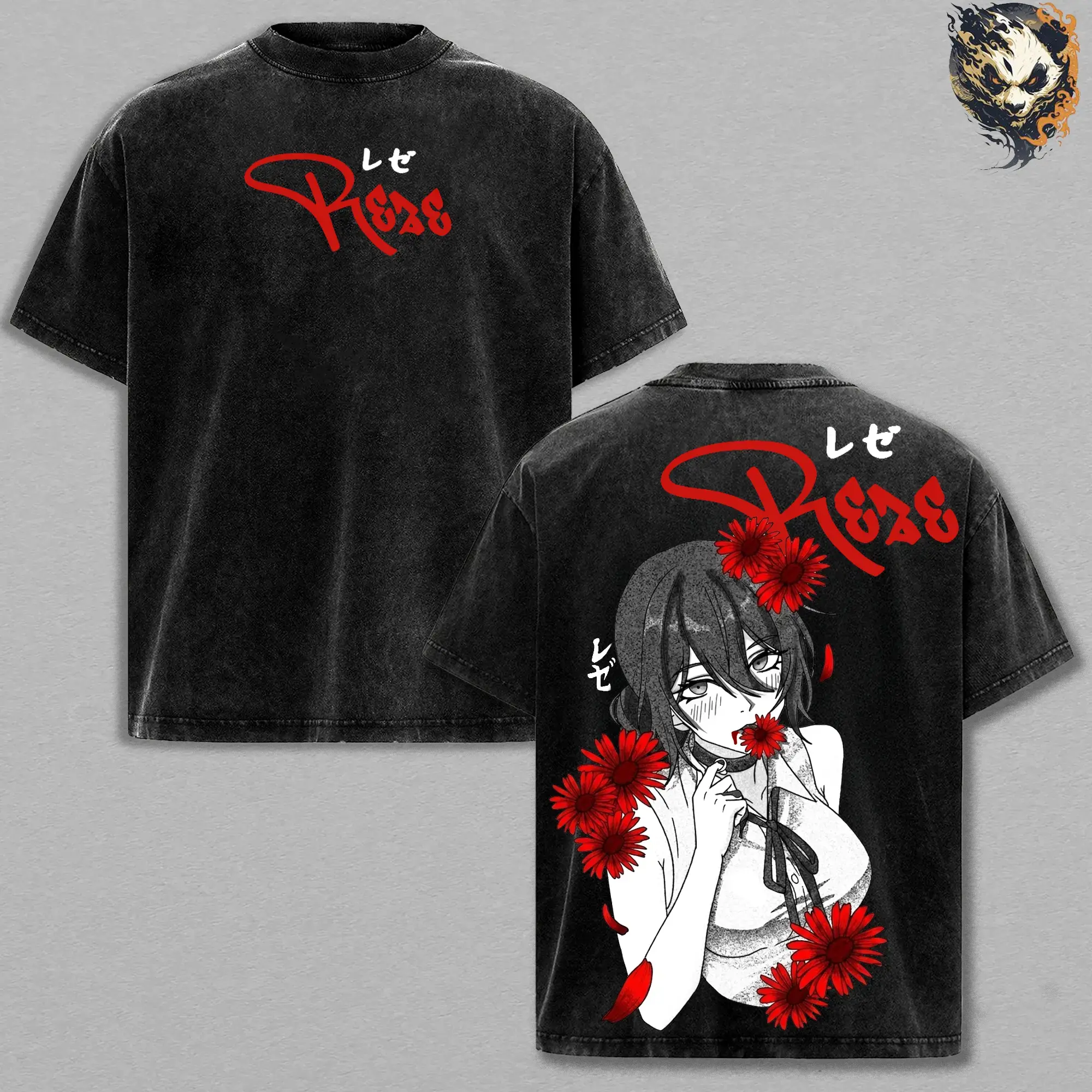 Washed Anime Graphic T-Shirt for Men, Oversized Heavyweight 230gsm Cotton Short-Sleeve Streetwear Top, Tshirt, Shortsleeve, Clothes, Round Neck, Menswear, Apparel, Casual, Seamless