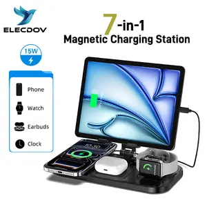 7-in-1 Wireless Charging Station, portabel chargers, Foldableg, Equipped with USB-A and USB-C Ports -- Compatible with iPhone, Android/iPhone、iPad、 AirPods、 Apple watch, ELECDOV C12 - The Perfect Gift