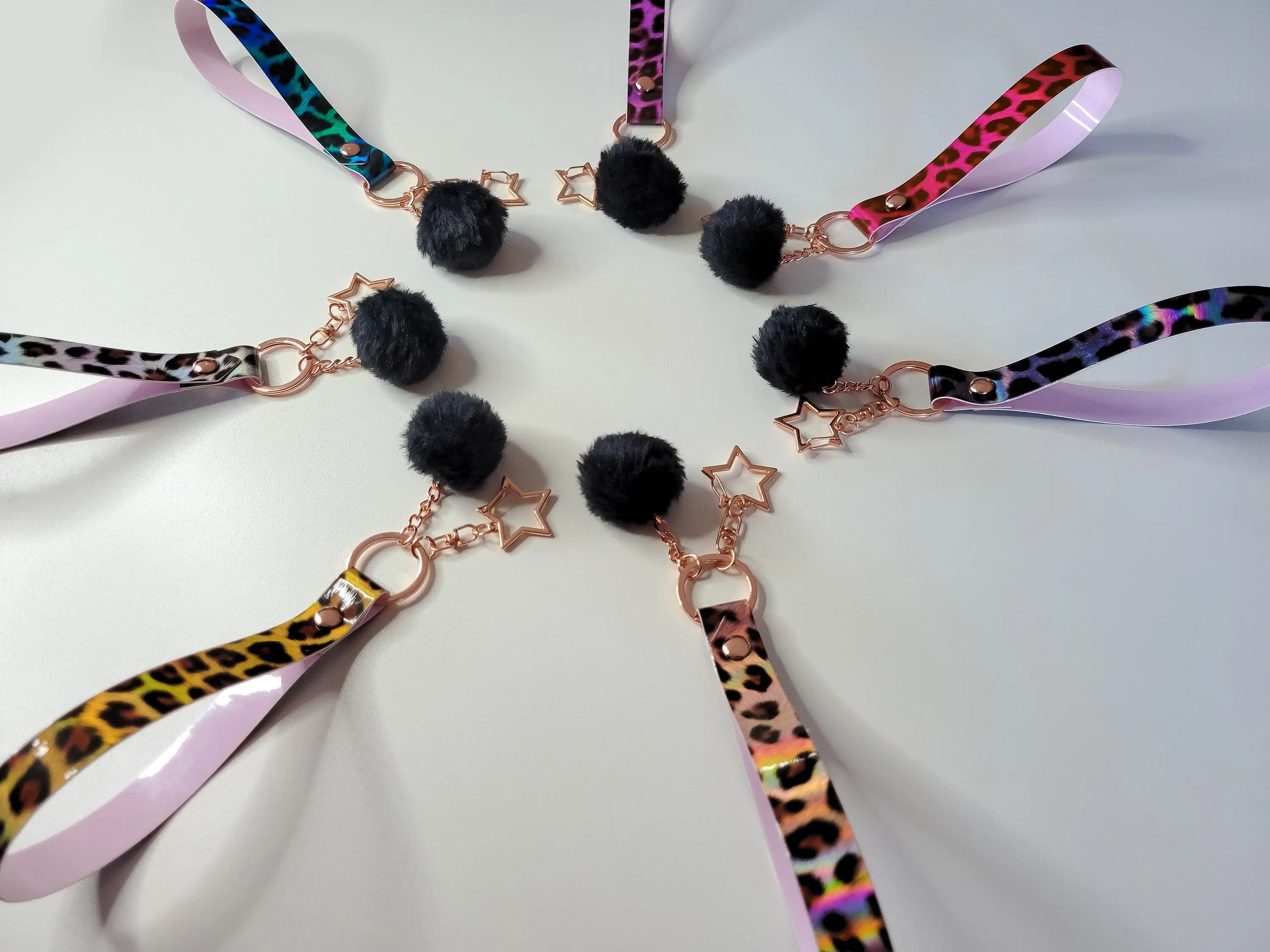 Holographic Leopard Print Keychain Wristlet