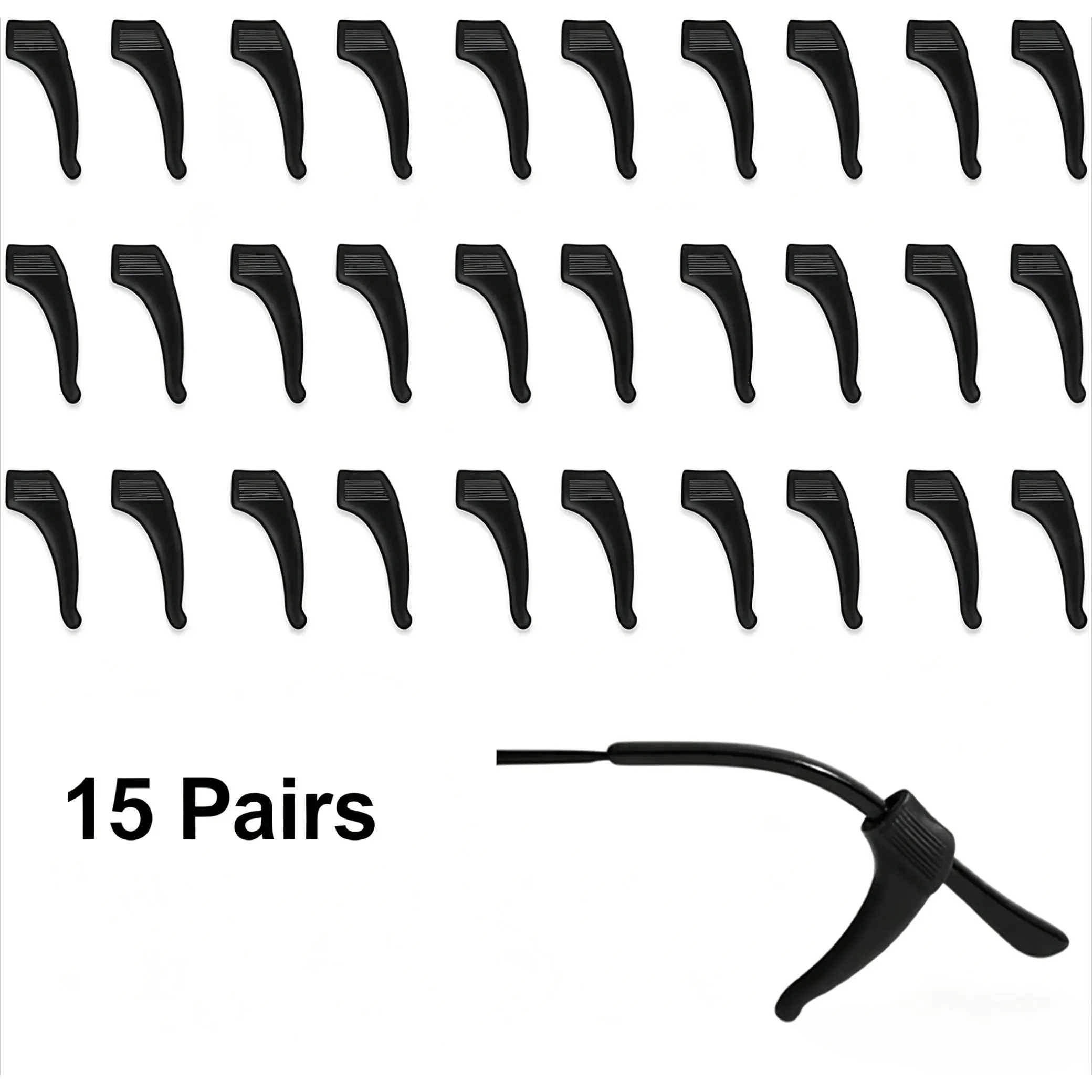 15 Pairs Silicone Glasses Ear Grips | Anti-Slip Eyeglasses Ear Hooks, Cushion Holders & Retainers | Comfortable Secure Fit for Sunglasses & Eyewear