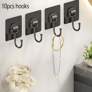 10 Multifunctional Strong Adhesive Hooks, Large Load Bearing Wall Hooks, Waterproof, Suitable for Hotel, Bathroom, Kitchen, Living Room, Bedroom