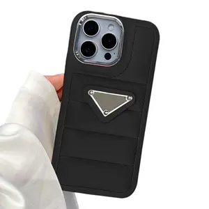 Luxury Shockproof Down Jacket Puffer Case For iPhone 17 16 15 14 Pro Max Leather Trendy Phone Cover Protective Protection Cellphone Protector