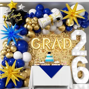 Royal Blue and  Graduation Balloons Garland Arch Kit 153 count, Graduation Decorations 2026 with Grad Cap, Certificate &  Foil Balloons for Class of 2026 College High School Prom Supplies