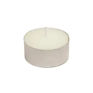 LumaBase Extended Burn Tea Light Candles, Set of 100, Paraffin Wax with Lead-Free Wick, 7-Hour Clean Burn, Metal Container, for Event and Party Decor