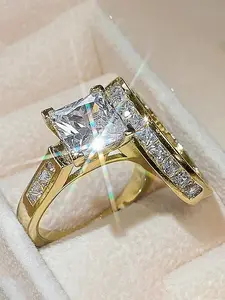 Fashion Artificial Gemstone Decorated Ring, Fashion Jewelry for Party, Daily Clothing Decor, Trendy All-match & Exquisite Jewelry for Birthday Gift, Elegant Everyday Ring, Cubic Zirconia Ring, Artificial Zircon Rings