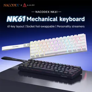 AJAZZ NK61 60% Mechanical Keyboard, Hot Swappable Wired Gaming Keyboard, RGB Backlit Compact 61 Keys Mini Keyboard with Linear Red Switches for PC Mac Gamer